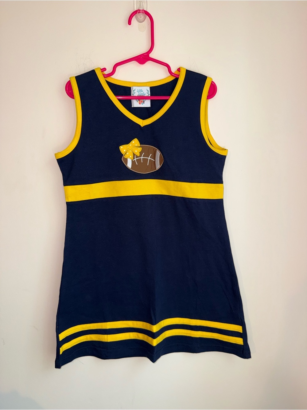 Girls Navy & Yellow Football Tank Top by
